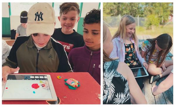 Barn som animerar på iPad