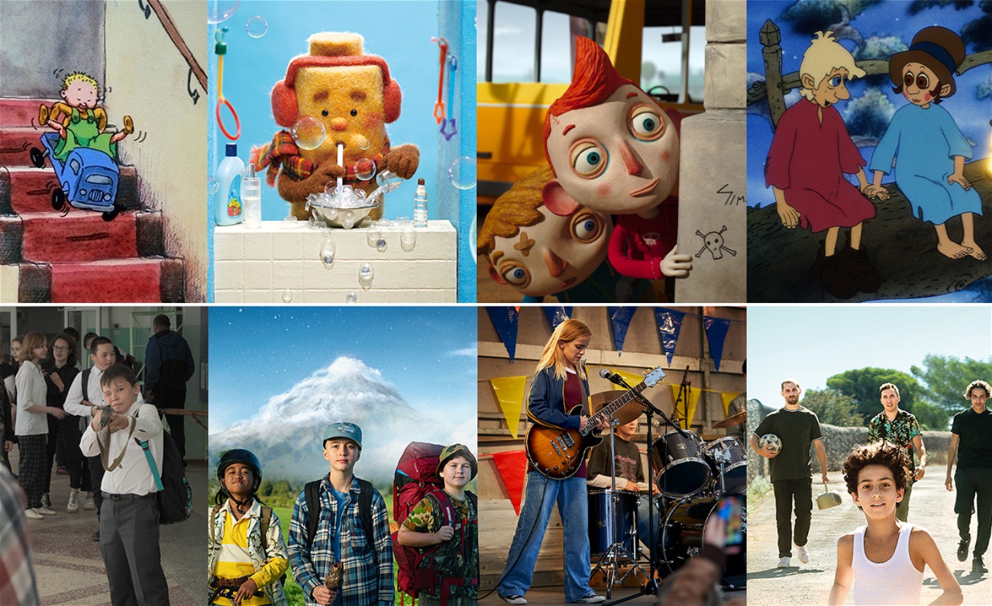 Kollage av olika stillbilder från filmer i Skärisbiografens repertoar