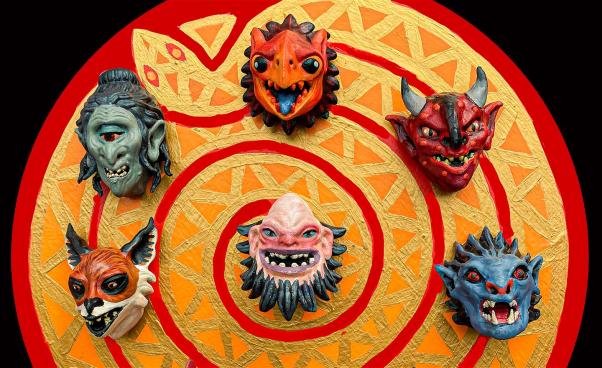 Grinande monster på ett hjul