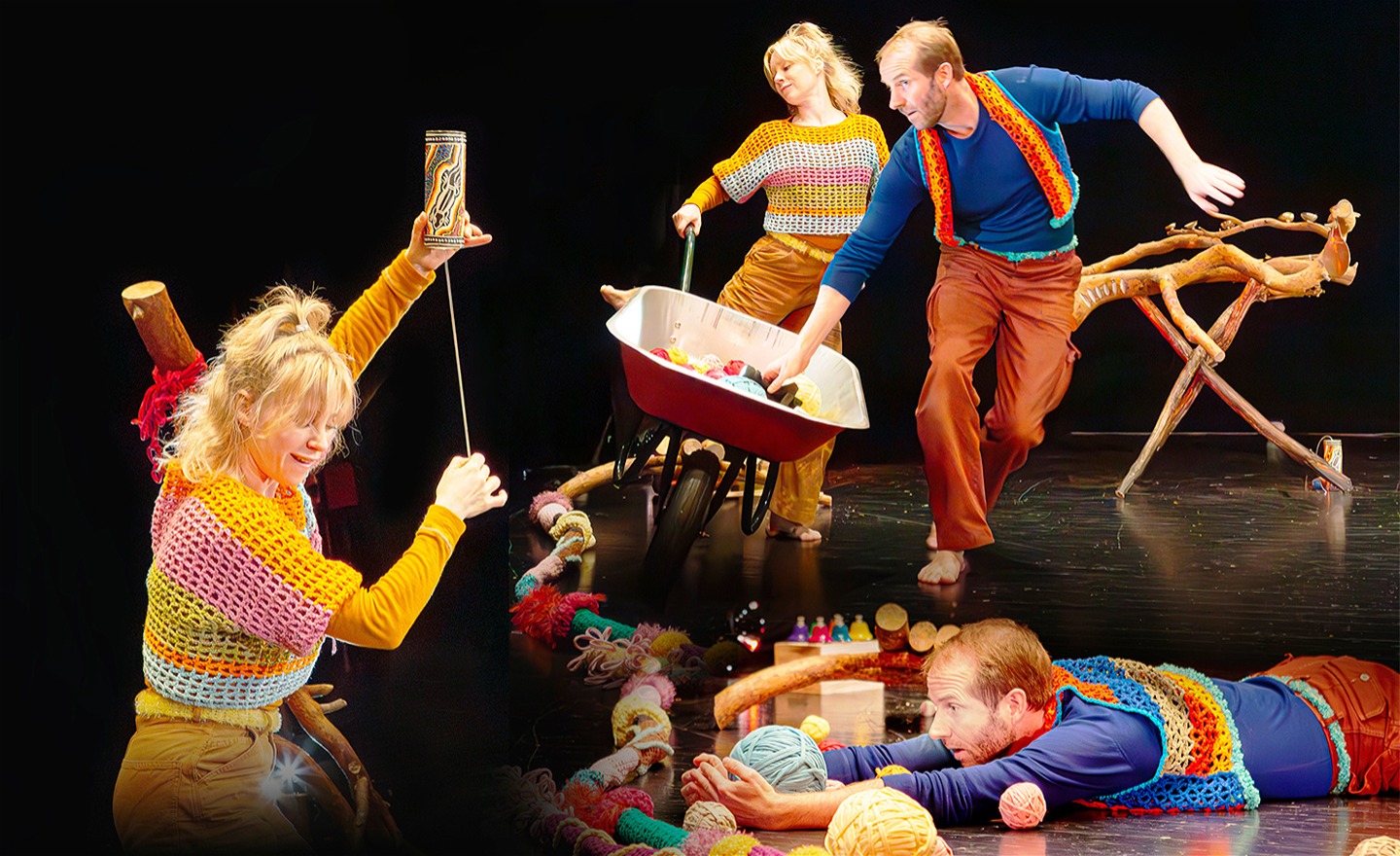 Ett collage med bilder av 2 dansare, en kvinnlig och en manlig, 