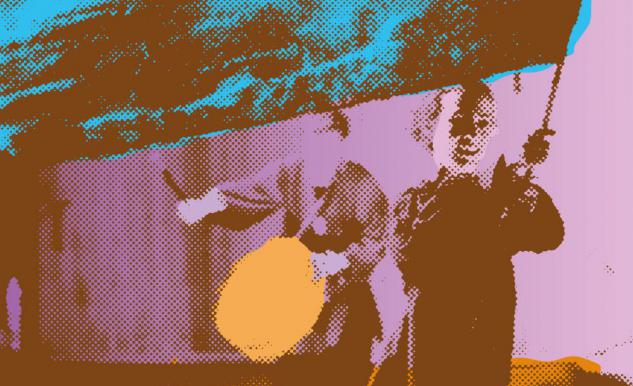 En person håller i en flagga.